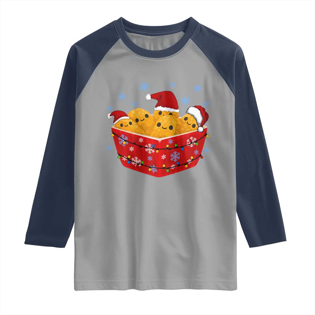 Christmas Chicken Nuggets Raglan Shirt Funny Food Lover Gift - Wonder Print Shop