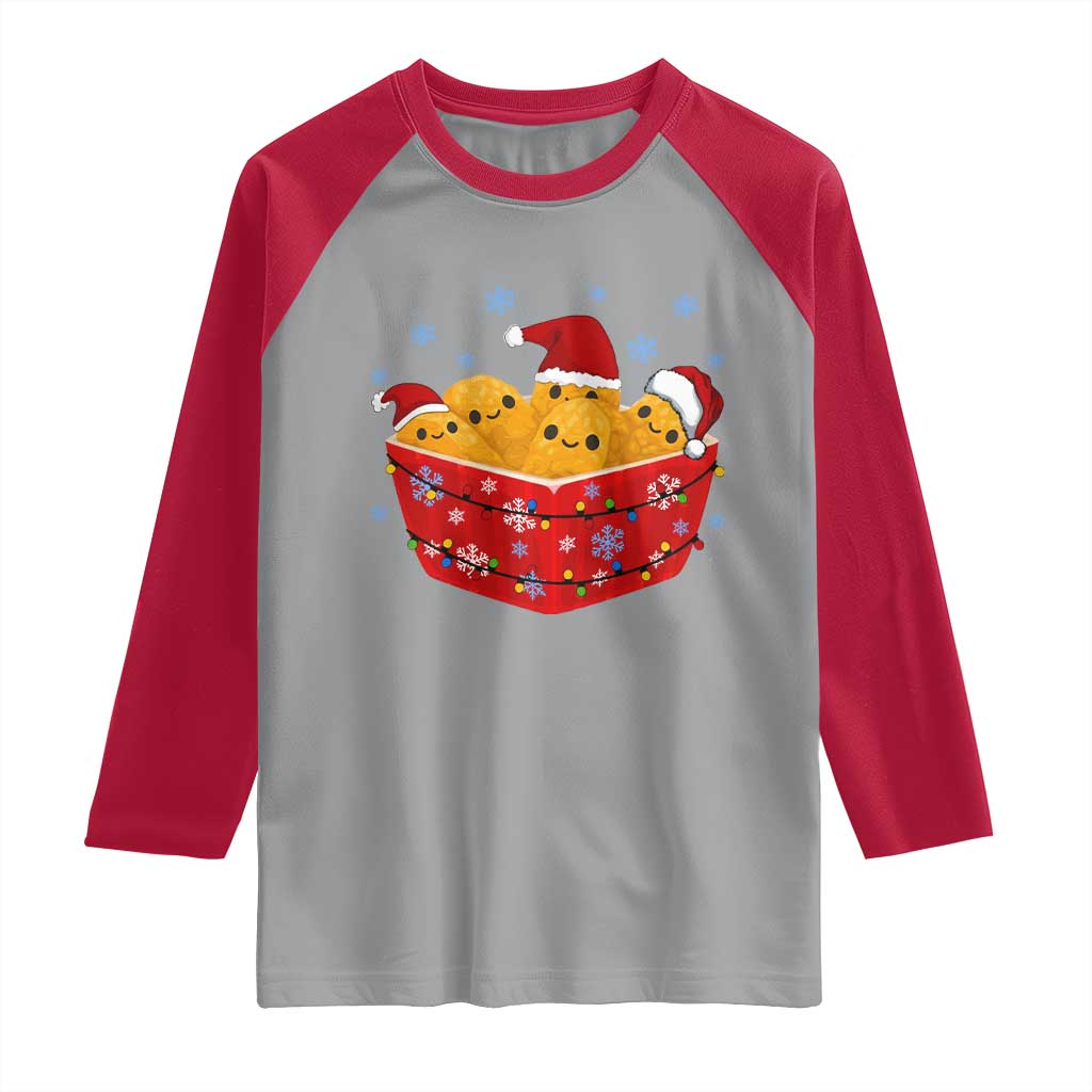 Christmas Chicken Nuggets Raglan Shirt Funny Food Lover Gift - Wonder Print Shop
