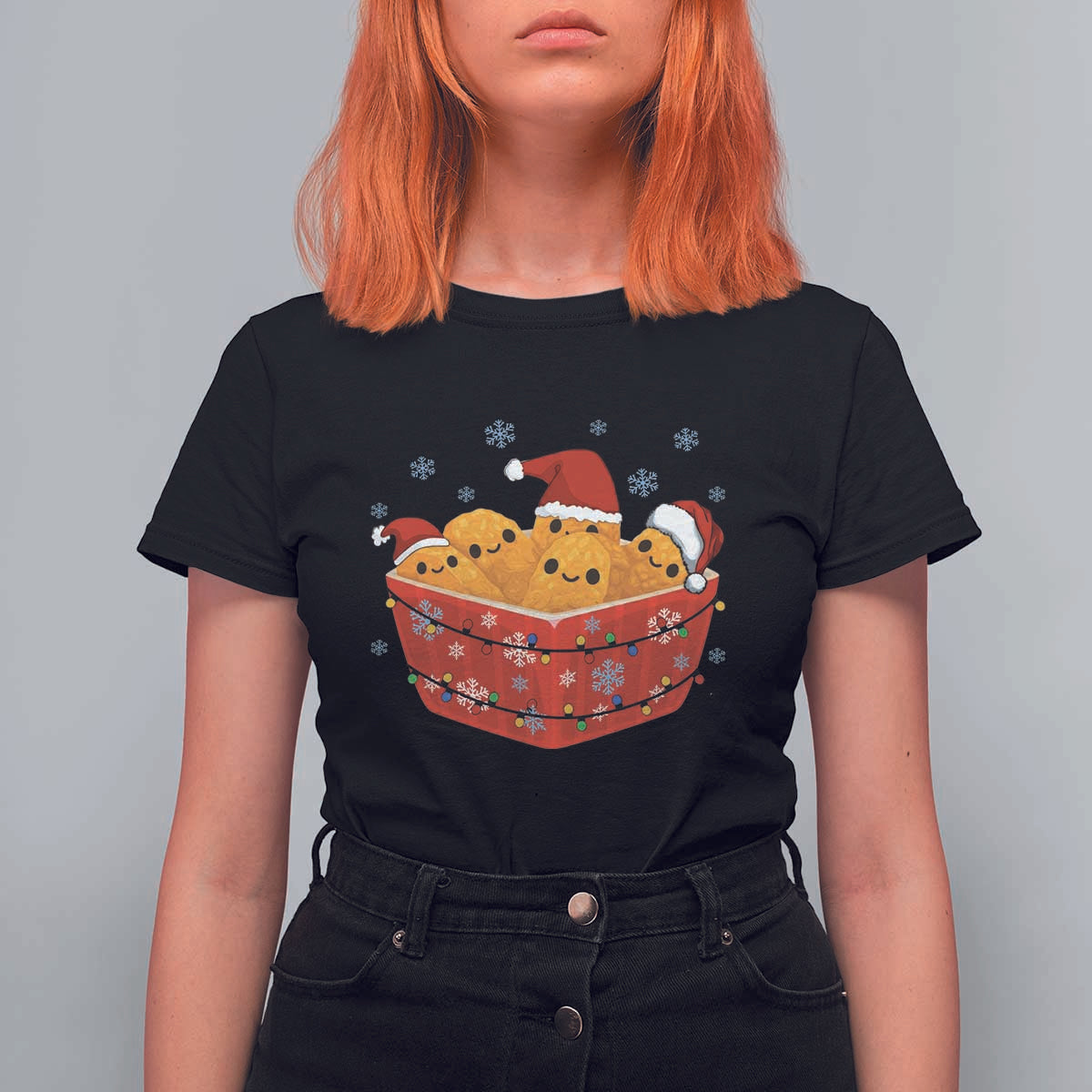 Christmas Chicken Nuggets T Shirt For Women Funny Food Lover Gift - Wonder Print Shop