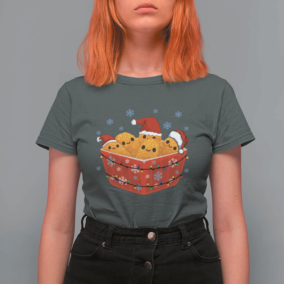 Christmas Chicken Nuggets T Shirt For Women Funny Food Lover Gift - Wonder Print Shop