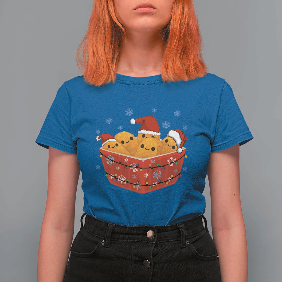 Christmas Chicken Nuggets T Shirt For Women Funny Food Lover Gift - Wonder Print Shop