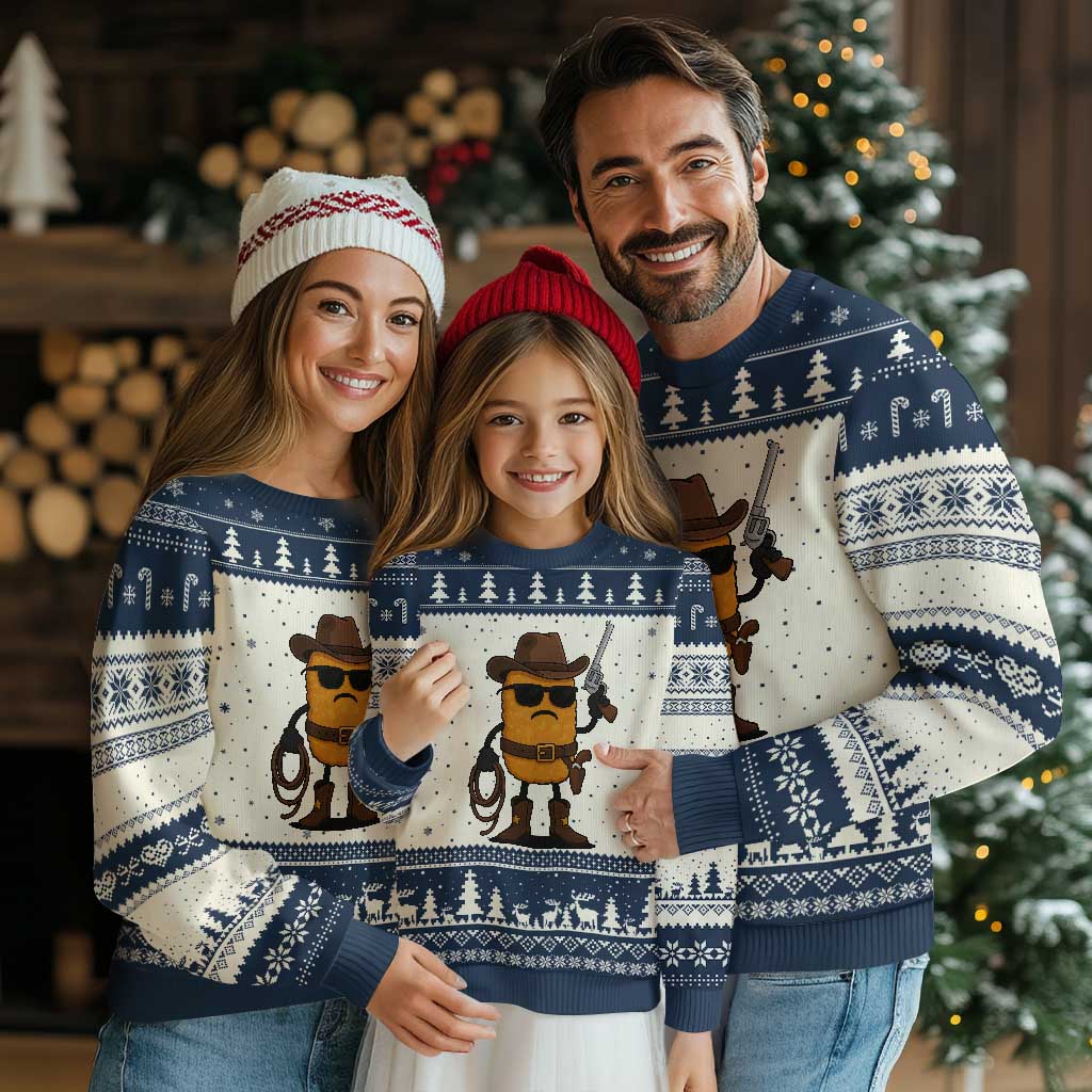Cowboy Chicken Nugget Ugly Christmas Sweater Funny Food Gift - Wonder Print Shop