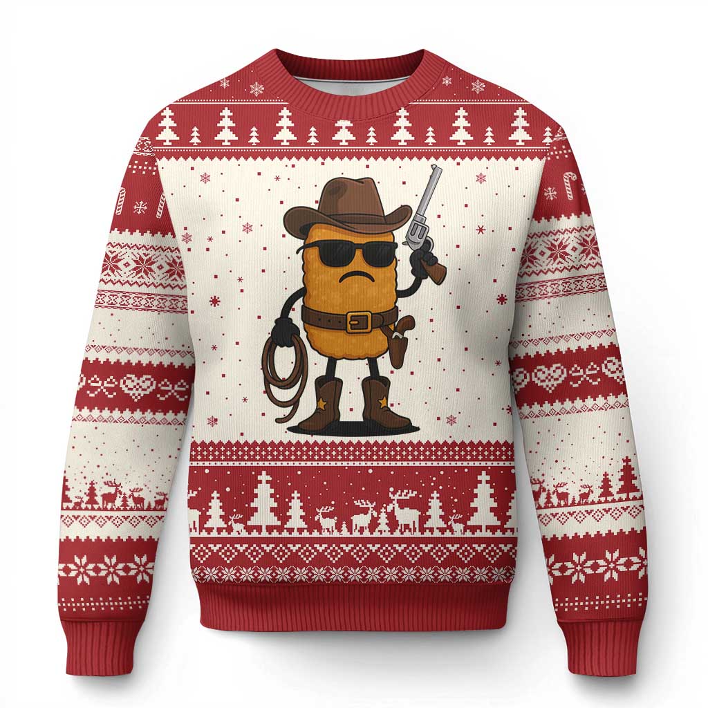 Cowboy Chicken Nugget Ugly Christmas Sweater Funny Food Gift - Wonder Print Shop