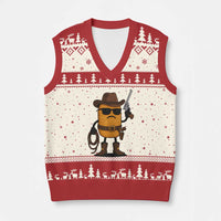 Cowboy Chicken Nugget V-Neck Knit Sweater Vest Funny Food Gift - Wonder Print Shop