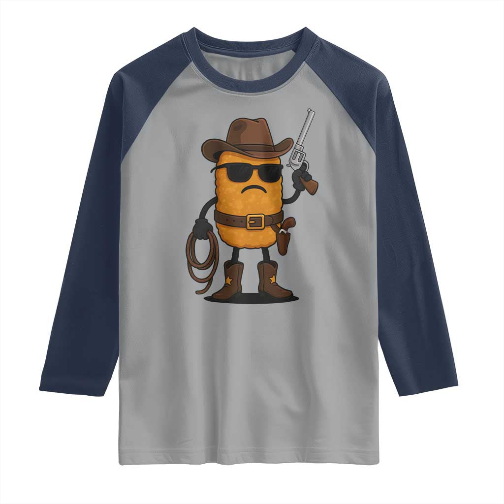 Cowboy Chicken Nugget Raglan Shirt Funny Food Gift - Wonder Print Shop