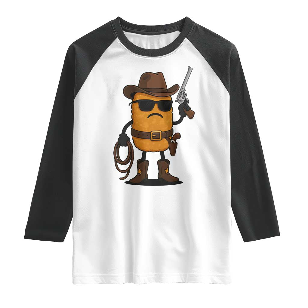 Cowboy Chicken Nugget Raglan Shirt Funny Food Gift - Wonder Print Shop