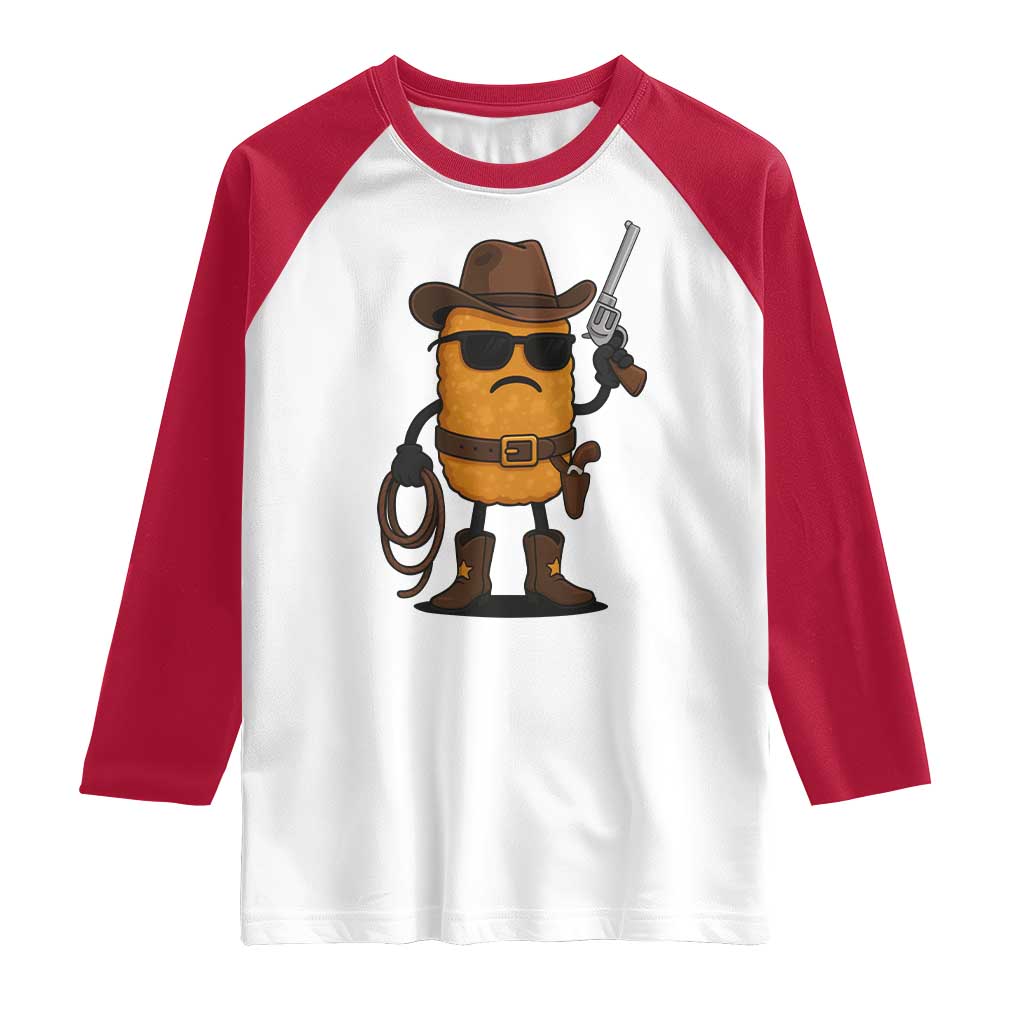 Cowboy Chicken Nugget Raglan Shirt Funny Food Gift - Wonder Print Shop