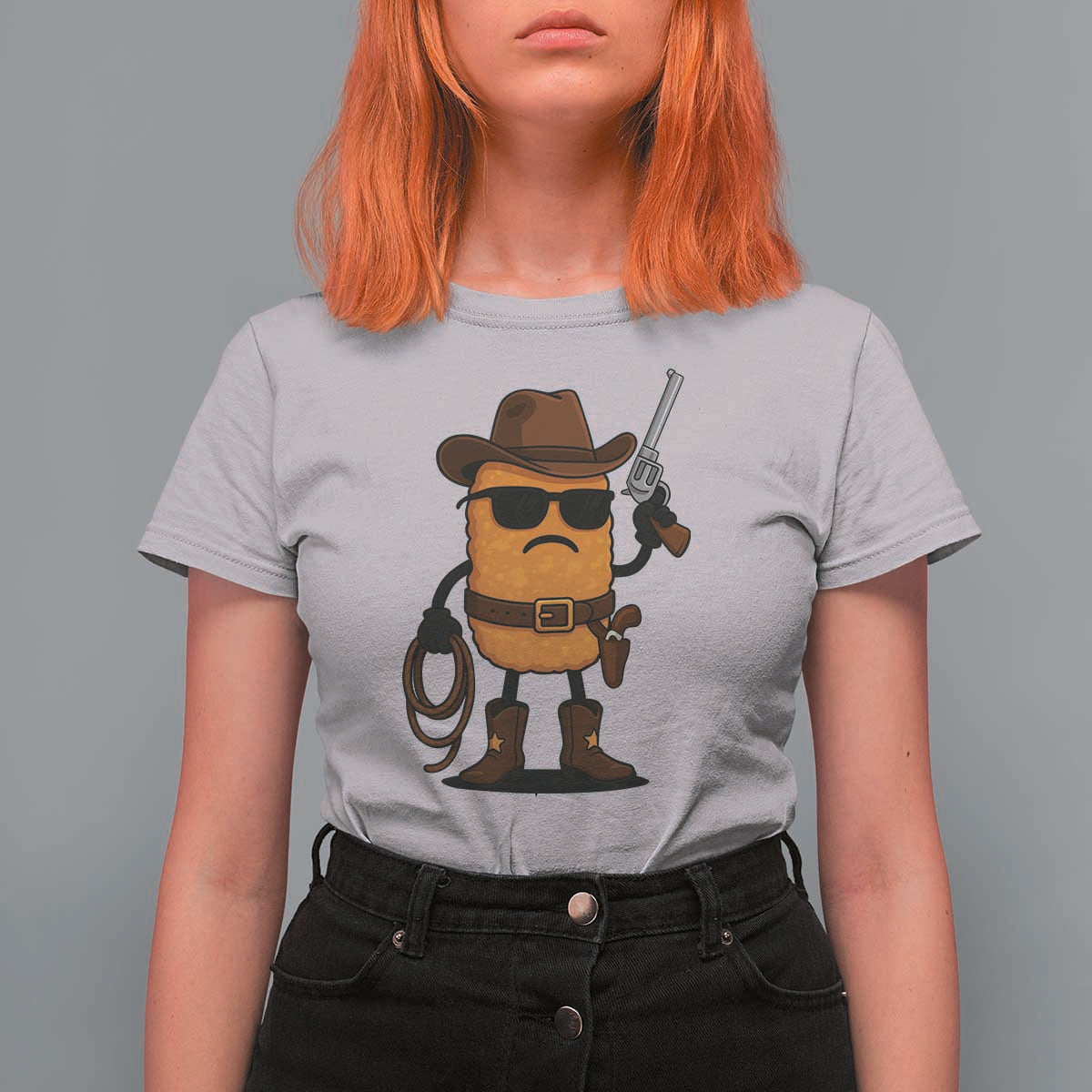 Cowboy Chicken Nugget T Shirt For Women Funny Food Gift - Wonder Print Shop