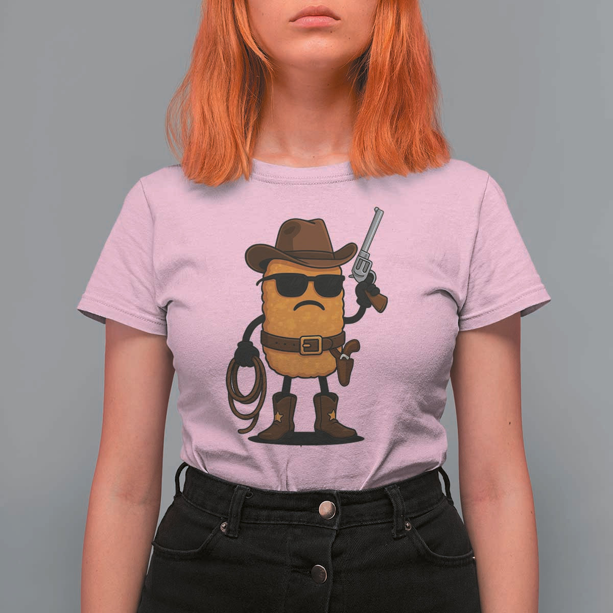 Cowboy Chicken Nugget T Shirt For Women Funny Food Gift - Wonder Print Shop