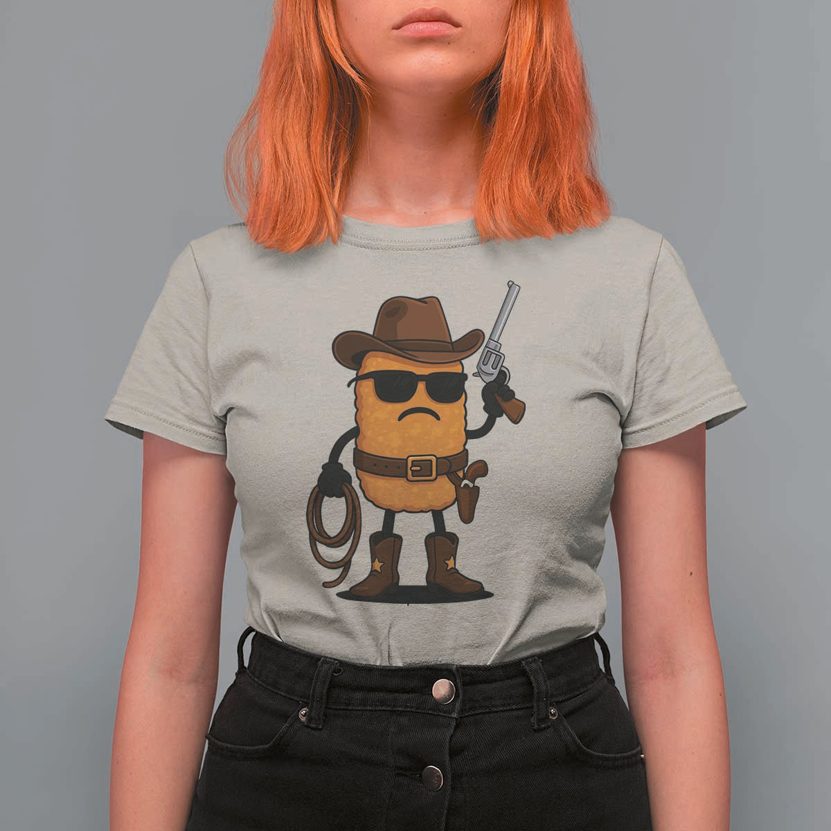 Cowboy Chicken Nugget T Shirt For Women Funny Food Gift - Wonder Print Shop