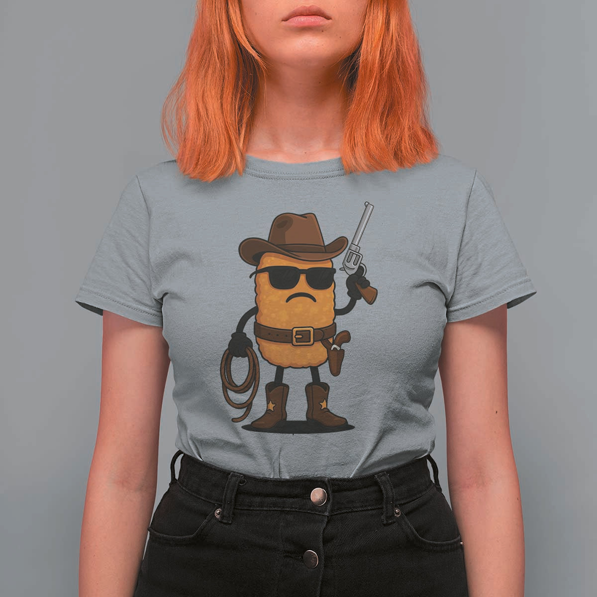 Cowboy Chicken Nugget T Shirt For Women Funny Food Gift - Wonder Print Shop