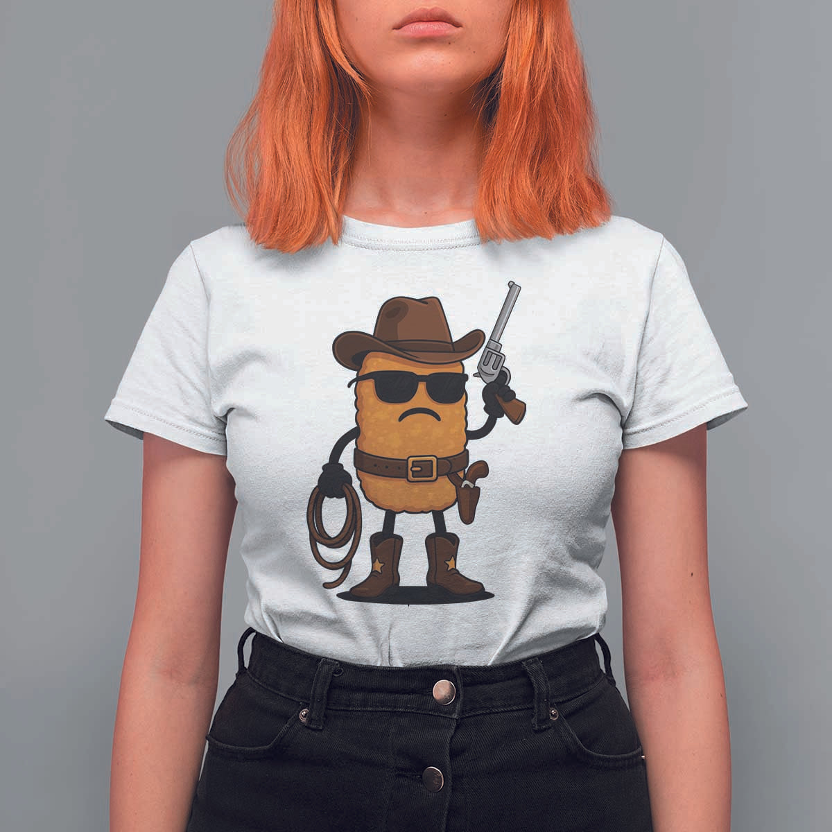Cowboy Chicken Nugget T Shirt For Women Funny Food Gift - Wonder Print Shop
