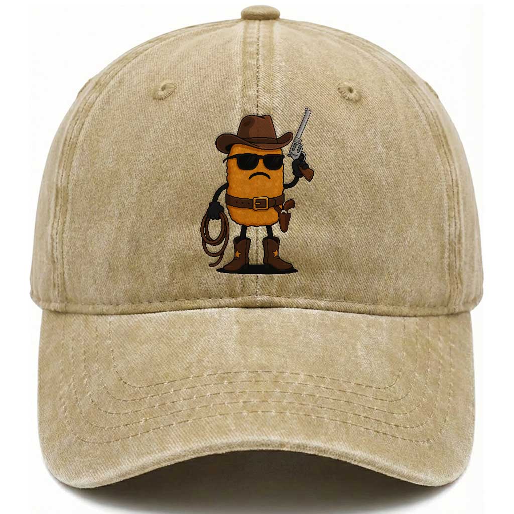 Cowboy Chicken Nugget Washed Cotton Baseball Cap Funny Food Gift