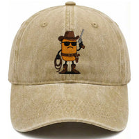 Cowboy Chicken Nugget Washed Cotton Baseball Cap Funny Food Gift