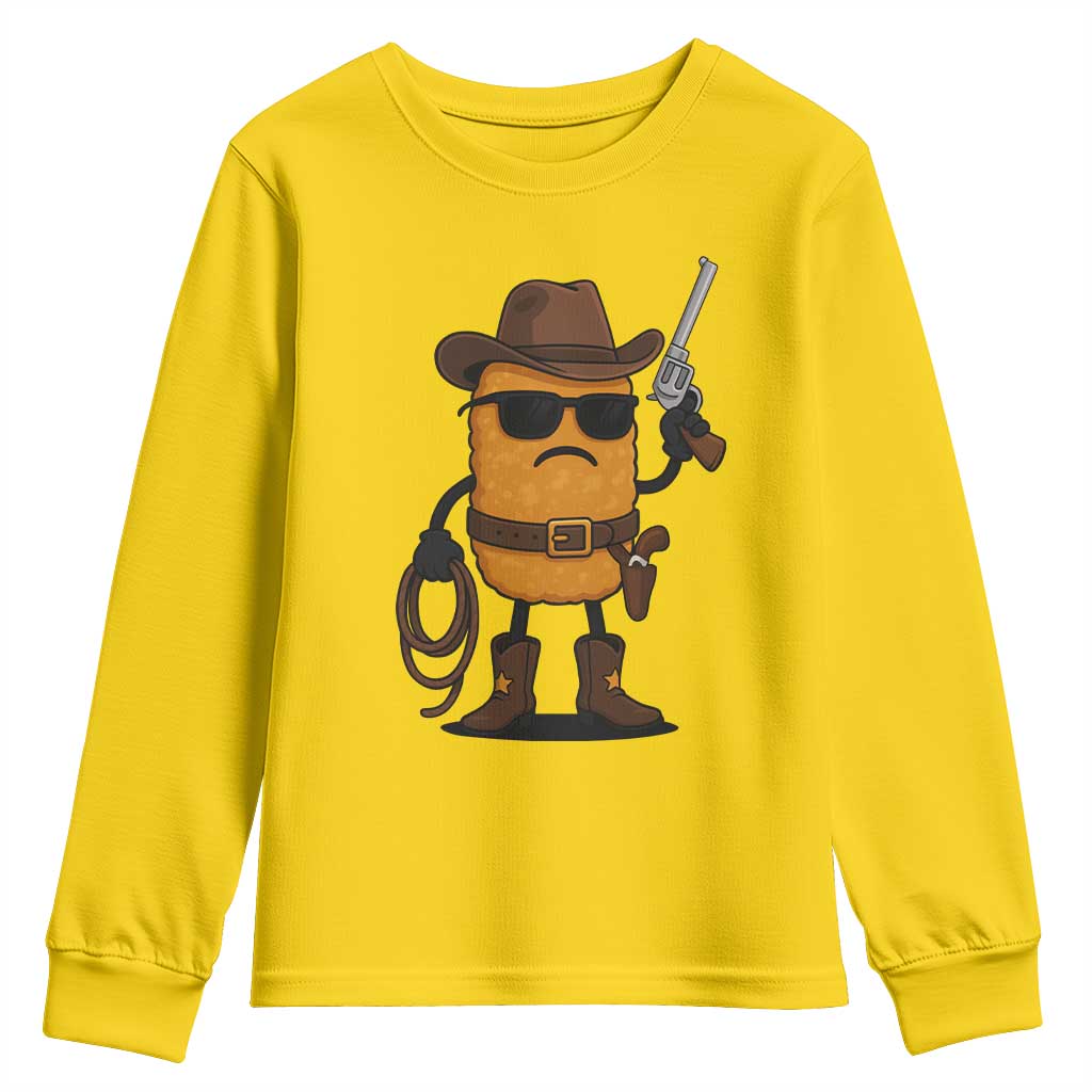 Cowboy Chicken Nugget Youth Sweatshirt Funny Food Gift - Wonder Print Shop