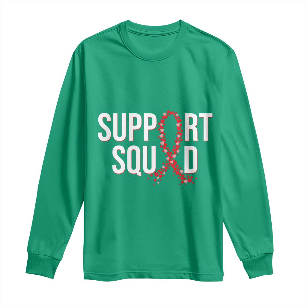 HIV AIDS Awareness Fighter Long Sleeve Shirt Support Squad Gift - Wonder Print Shop