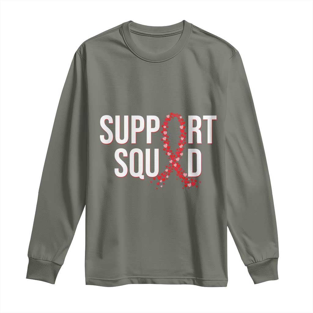 HIV AIDS Awareness Fighter Long Sleeve Shirt Support Squad Gift - Wonder Print Shop
