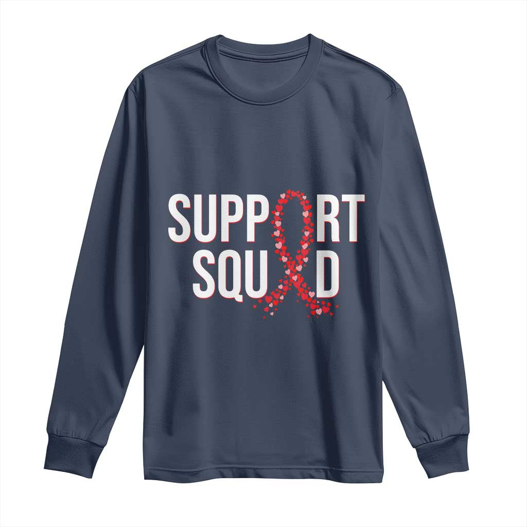 HIV AIDS Awareness Fighter Long Sleeve Shirt Support Squad Gift - Wonder Print Shop