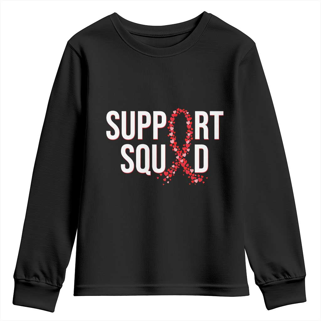HIV AIDS Awareness Fighter Youth Sweatshirt Support Squad Gift - Wonder Print Shop