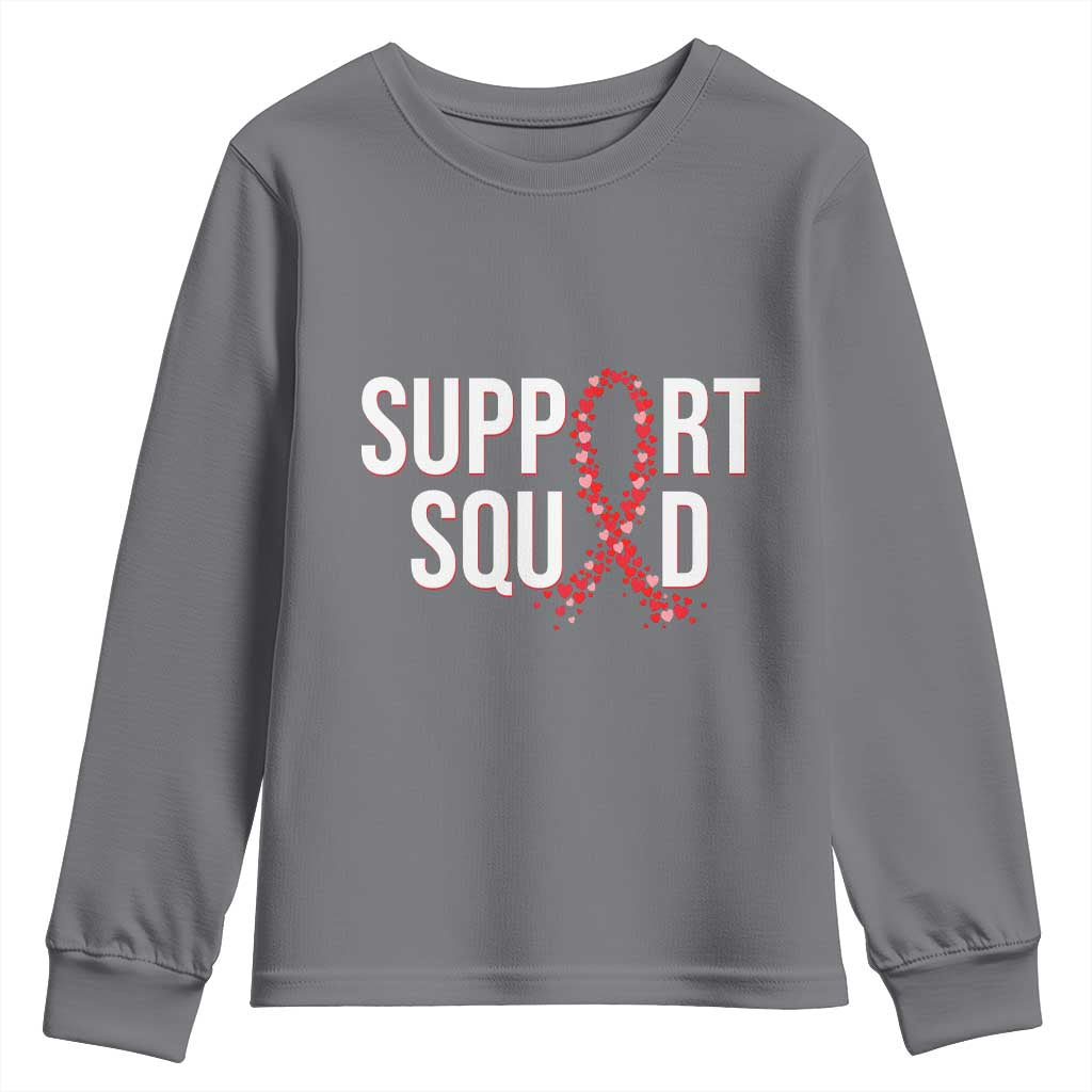 HIV AIDS Awareness Fighter Youth Sweatshirt Support Squad Gift - Wonder Print Shop