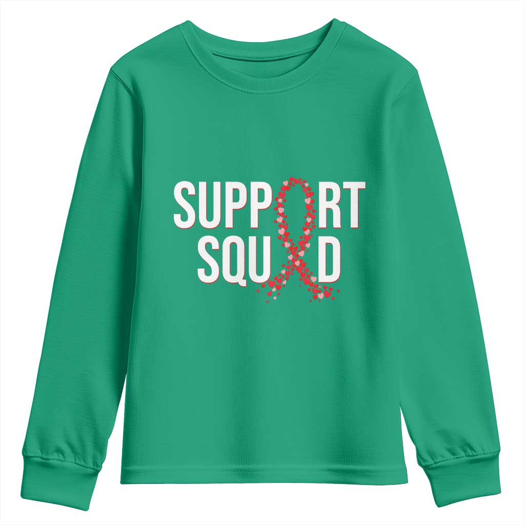 HIV AIDS Awareness Fighter Youth Sweatshirt Support Squad Gift - Wonder Print Shop