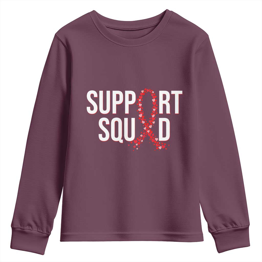 HIV AIDS Awareness Fighter Youth Sweatshirt Support Squad Gift - Wonder Print Shop