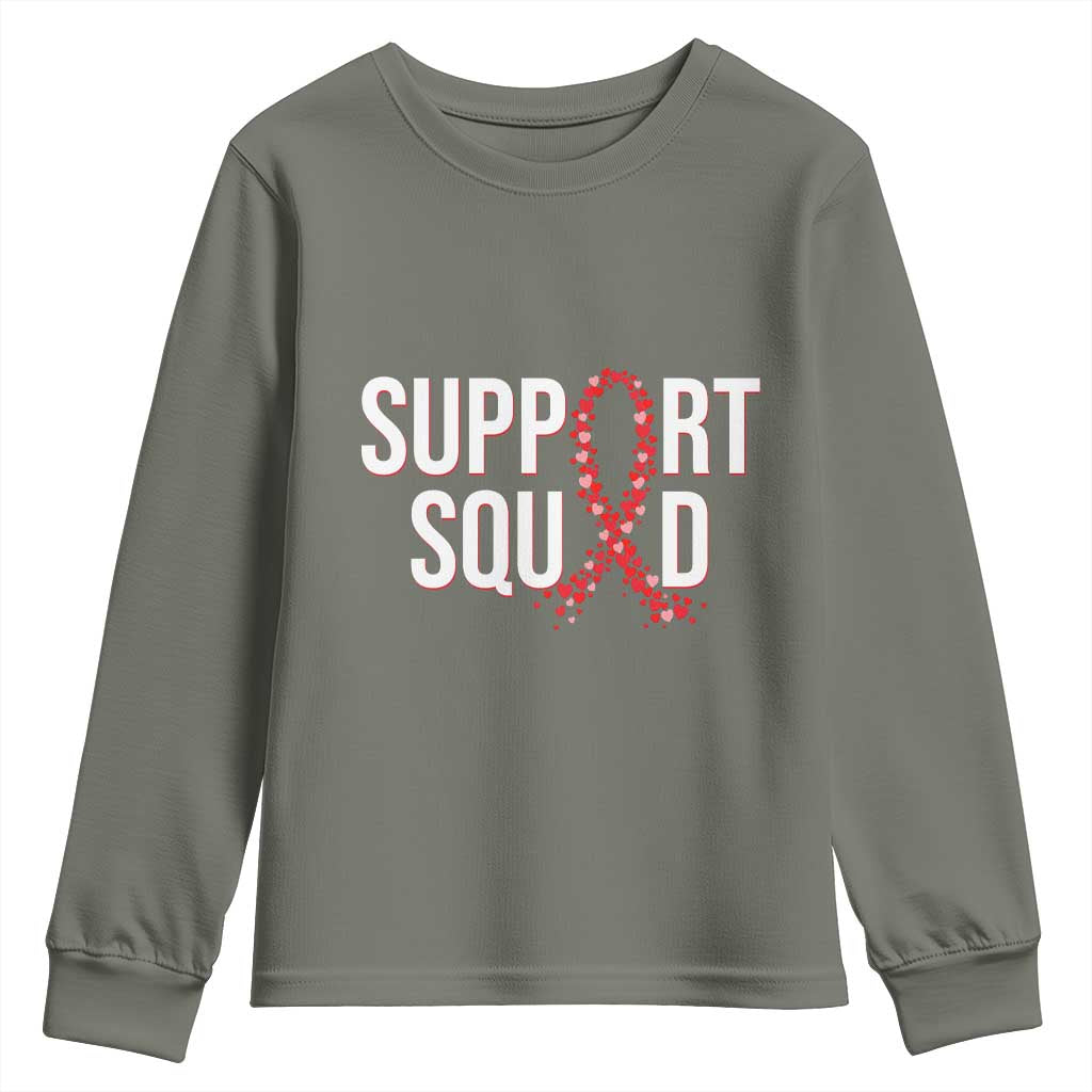 HIV AIDS Awareness Fighter Youth Sweatshirt Support Squad Gift - Wonder Print Shop