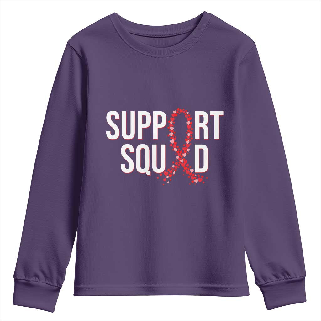 HIV AIDS Awareness Fighter Youth Sweatshirt Support Squad Gift - Wonder Print Shop