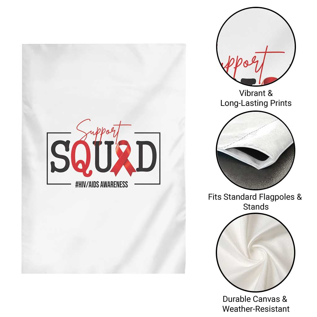 Support Squad Red Ribbon HIV AIDS Awareness Month Gift Garden Flag - Wonder Print Shop