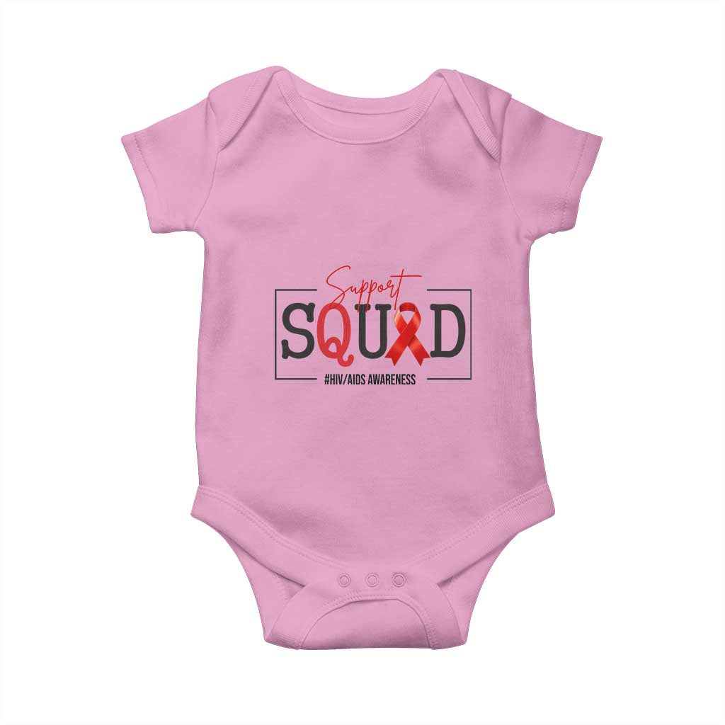 Support Squad Red Ribbon HIV AIDS Awareness Month Gift Baby Onesie - Wonder Print Shop