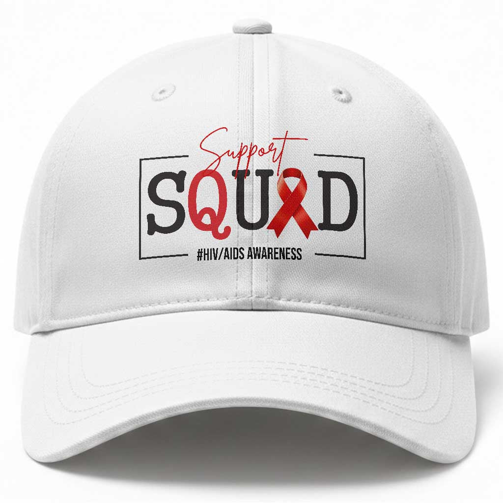Support Squad Red Ribbon HIV AIDS Awareness Month Gift Baseball Cap