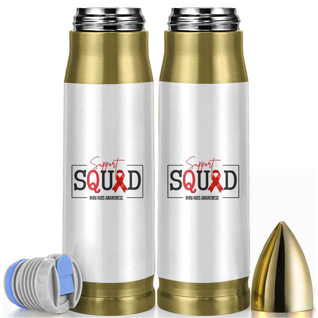 Support Squad Red Ribbon HIV AIDS Awareness Month Gift Bullet Tumbler - Wonder Print Shop