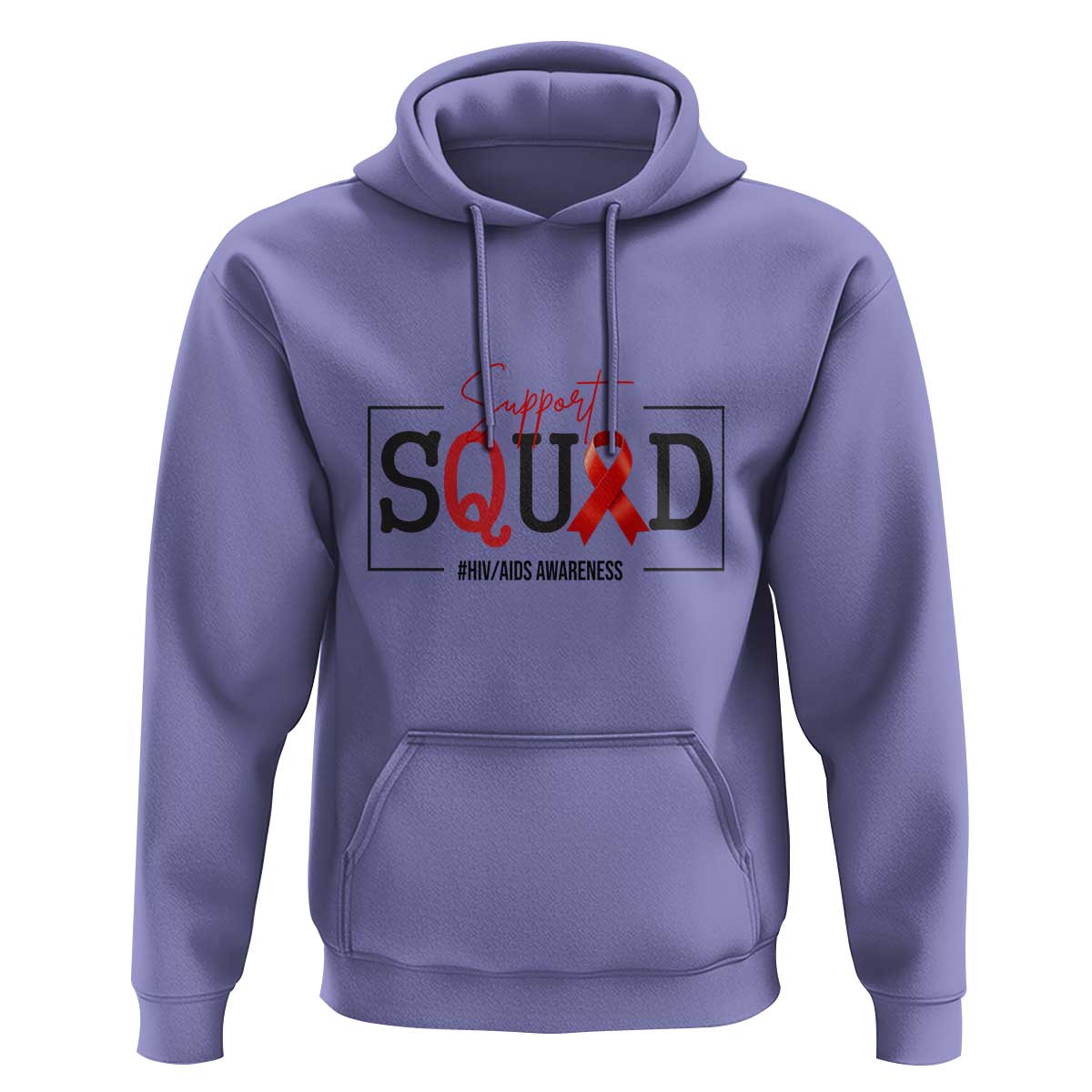 Support Squad Red Ribbon HIV AIDS Awareness Month Gift Hoodie - Wonder Print Shop