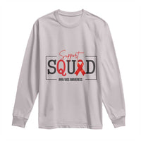 Support Squad Red Ribbon HIV AIDS Awareness Month Gift Long Sleeve Shirt - Wonder Print Shop