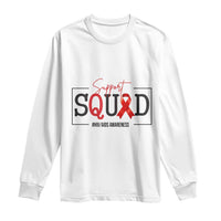 Support Squad Red Ribbon HIV AIDS Awareness Month Gift Long Sleeve Shirt - Wonder Print Shop