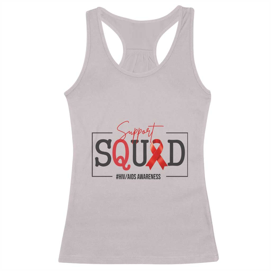 Support Squad Red Ribbon HIV AIDS Awareness Month Gift Racerback Tank Top - Wonder Print Shop