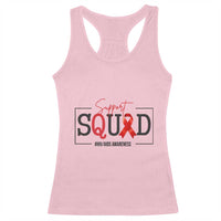 Support Squad Red Ribbon HIV AIDS Awareness Month Gift Racerback Tank Top - Wonder Print Shop