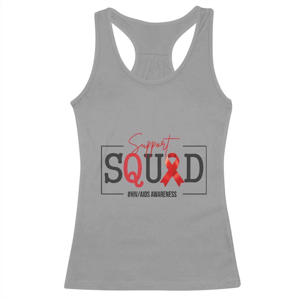 Support Squad Red Ribbon HIV AIDS Awareness Month Gift Racerback Tank Top - Wonder Print Shop