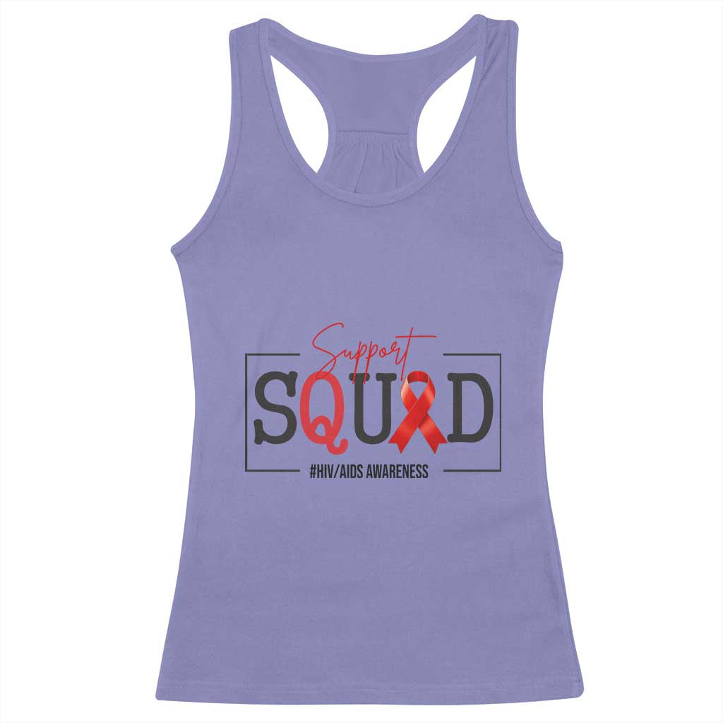 Support Squad Red Ribbon HIV AIDS Awareness Month Gift Racerback Tank Top - Wonder Print Shop