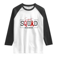 Support Squad Red Ribbon HIV AIDS Awareness Month Gift Raglan Shirt - Wonder Print Shop