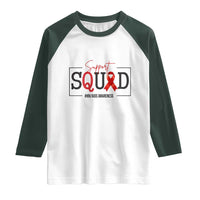 Support Squad Red Ribbon HIV AIDS Awareness Month Gift Raglan Shirt - Wonder Print Shop