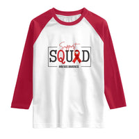 Support Squad Red Ribbon HIV AIDS Awareness Month Gift Raglan Shirt - Wonder Print Shop