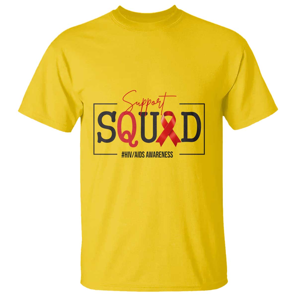 Support Squad Red Ribbon HIV AIDS Awareness Month Gift T Shirt - Wonder Print Shop