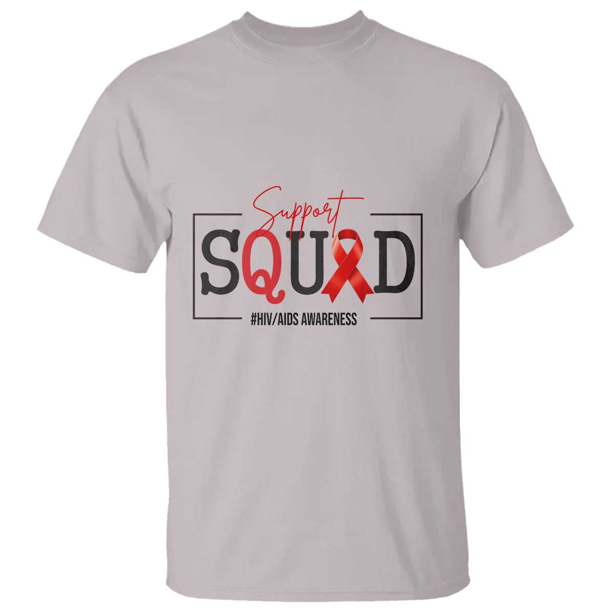 Support Squad Red Ribbon HIV AIDS Awareness Month Gift T Shirt - Wonder Print Shop
