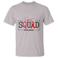 Support Squad Red Ribbon HIV AIDS Awareness Month Gift T Shirt - Wonder Print Shop