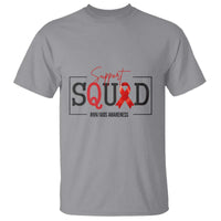 Support Squad Red Ribbon HIV AIDS Awareness Month Gift T Shirt - Wonder Print Shop