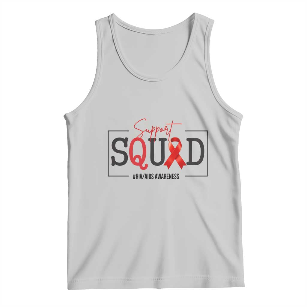 Support Squad Red Ribbon HIV AIDS Awareness Month Gift Tank Top - Wonder Print Shop