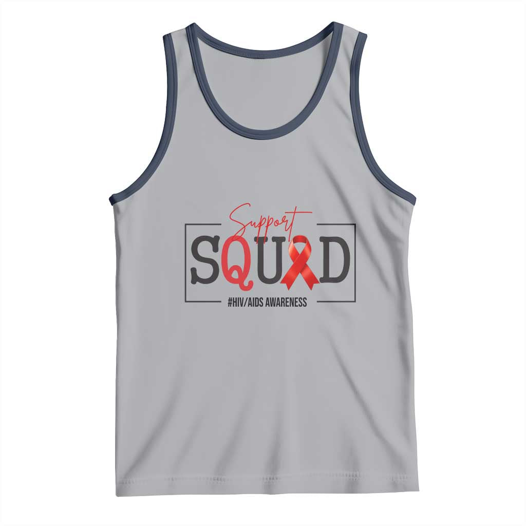 Support Squad Red Ribbon HIV AIDS Awareness Month Gift Tank Top - Wonder Print Shop