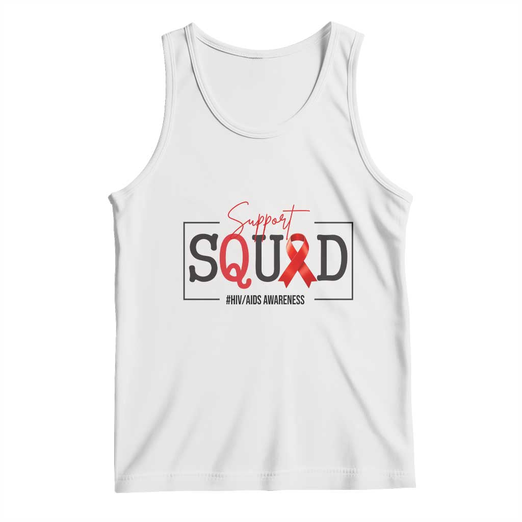 Support Squad Red Ribbon HIV AIDS Awareness Month Gift Tank Top - Wonder Print Shop