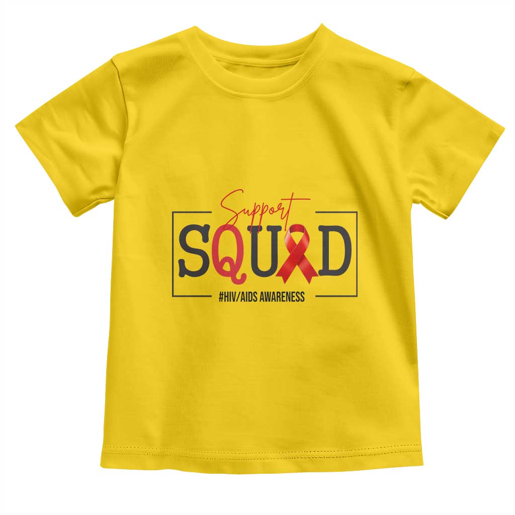 Support Squad Red Ribbon HIV AIDS Awareness Month Gift Toddler T Shirt - Wonder Print Shop